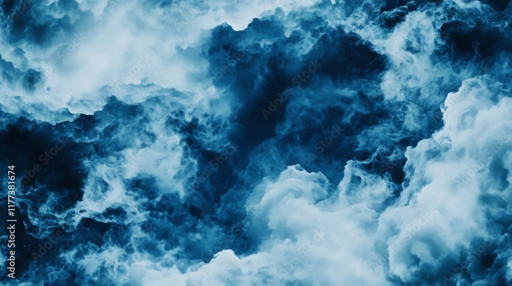 Poster powerful ocean waves crashing and swirling with dynamic foam trails