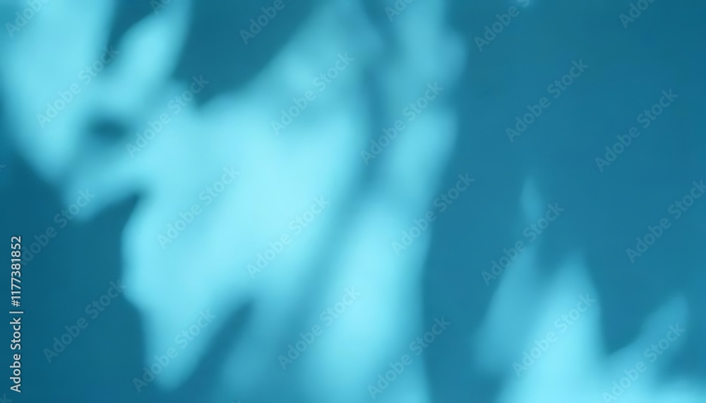 Aufkleber blurred, organic shadows create an abstract and soft pattern on blue background.
