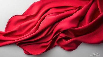 Elegant deep red velvet fabric flowing in soft waves