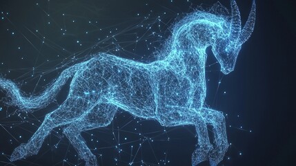 Illuminated Capricorn Constellation Artwork with Fine Lines - Ultra-Detailed Zodiac Concept