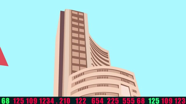 indian stock exchange crash financial crisis bombay stock exchange falling down animation