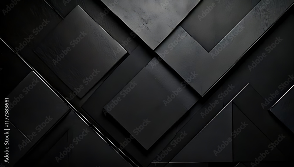 Aufkleber interlocking black geometric shapes form a textured, abstract and structured design.