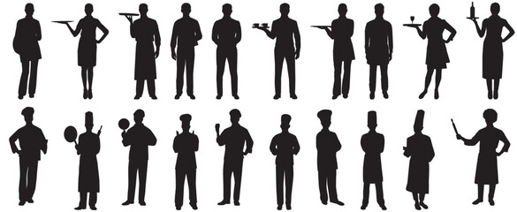 silhouette of professional chef isolated on a white background