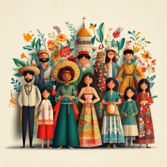 Fototapeta premium a group different culture. Cultural Diversity: A Group of Different Cultures Together Unity in Diversity, People from Different Cultures, Celebrating Cultural Heritage: Diverse Group of People