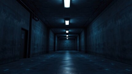 Realistic Garage Underground Lights Hallway Tunnel Corridor Sci Fi, Futuristic Dark Parking