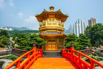Golden Pavilion of Chi Lin Nunnery in Hong Kong, China. 