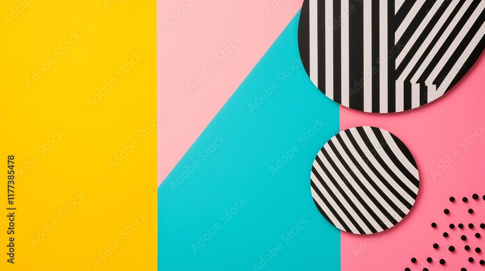 Poster vibrant abstract geometric patterns in bold color backdrop