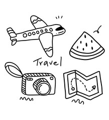 Cute travel doodles shape for templates.