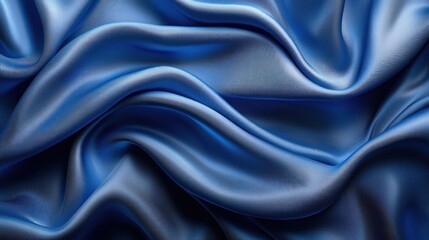 Obraz premium Wavy blue silk fabric draped background for luxury or fashion design