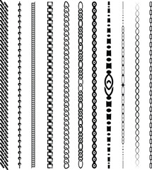 Decorative Chain Lines Horizontal Elements Collection