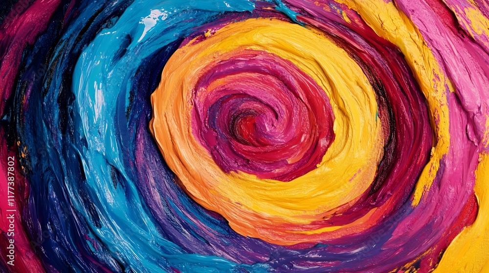 Poster mesmerizing swirl of vibrant paint splashes in dynamic chaos