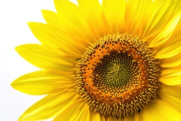 Obraz premium close up of a bright yellow sunflower against a white background