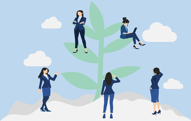 スキルアップを考えるビジネスウーマンのイラスト