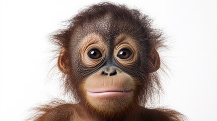 Obraz premium close up of an orangutan on a white background