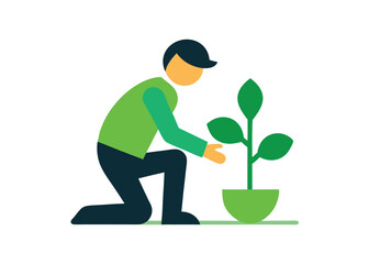 Eco planting vector art on white background

