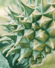 Detailed Closeup Of A Green Plants Spiky Seed Head