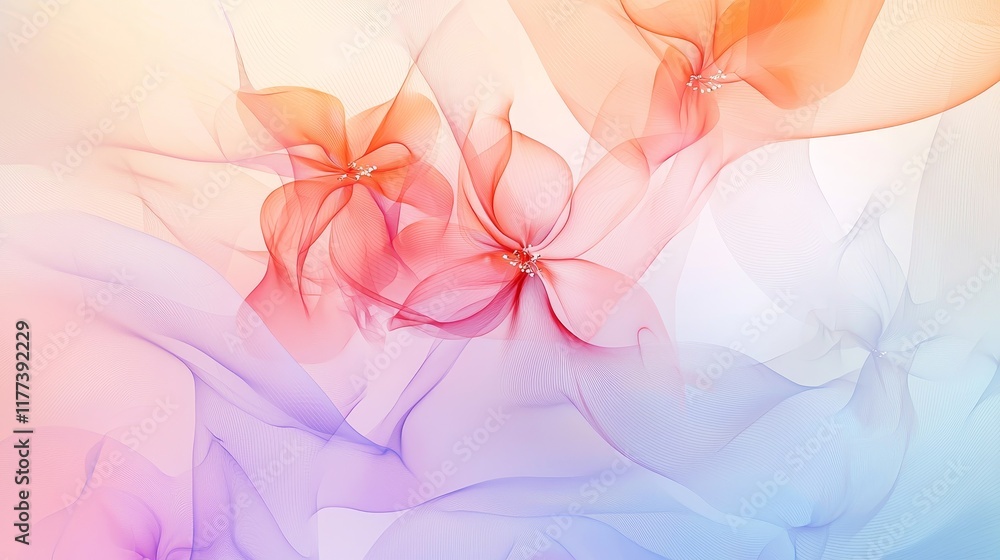 Poster abstract representation of femininity with soft pastel colors and flowing forms