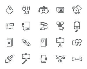 Vector Icon Set: Smartphone Gadgets and Gear