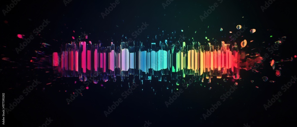 Poster abstract colorful design on a dark background with splatters