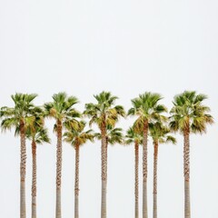 Obraz premium a row of palm trees against a white background