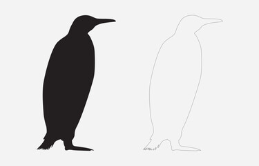 Penguin silhouette illustration vector art on white background