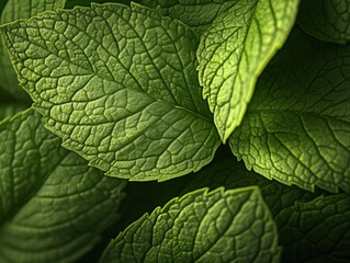 Obraz premium close up of fresh green mint leaves