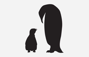 Penguin silhouette illustration vector art on white background