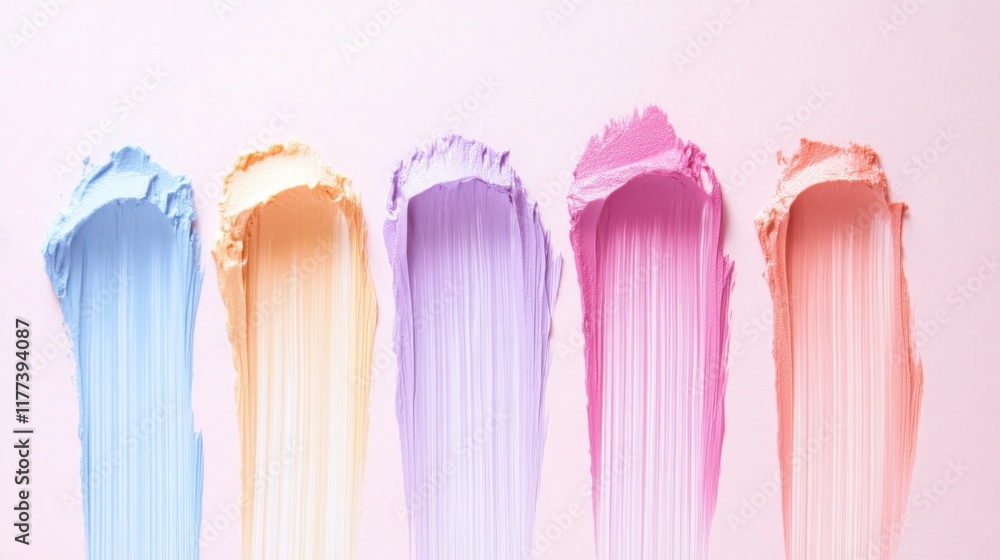 Poster Soft pencil strokes create a gradient blending of pastel colors on a textured surface in a serene artistic display