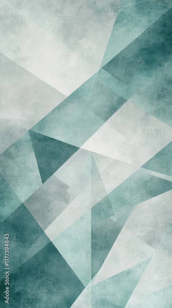 Poster Geometric patterns with modern aesthetics featuring layered shapes in cool color tones for creative backgrounds