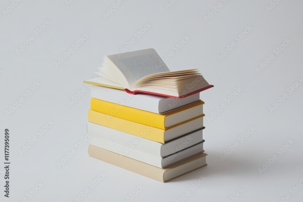 Aufkleber a stack of books with an open book on top