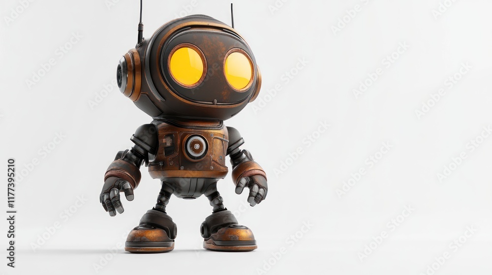 Poster A stylized robot character with large glowing eyes and a metallic design.