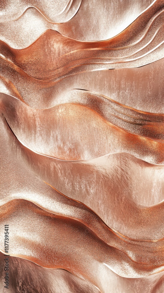 Poster intricate metallic wave forms create a visually stunning texture in rose gold champagne tones