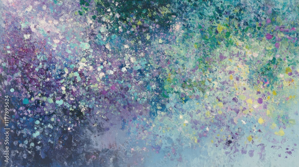 Poster iridescent pastel sparkles in lilac and mint green create a dreamy abstract landscape during dayligh
