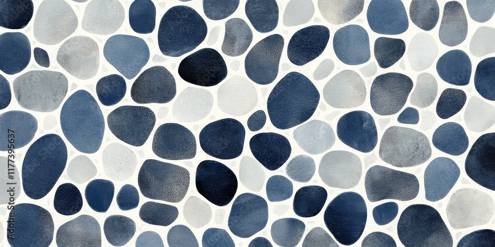 Poster unique pebble-texture pattern featuring varying shades of blue and gray for elegant design inspirati