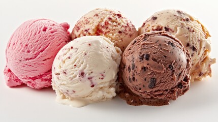 Fototapeta premium various scoops of ice cream on white