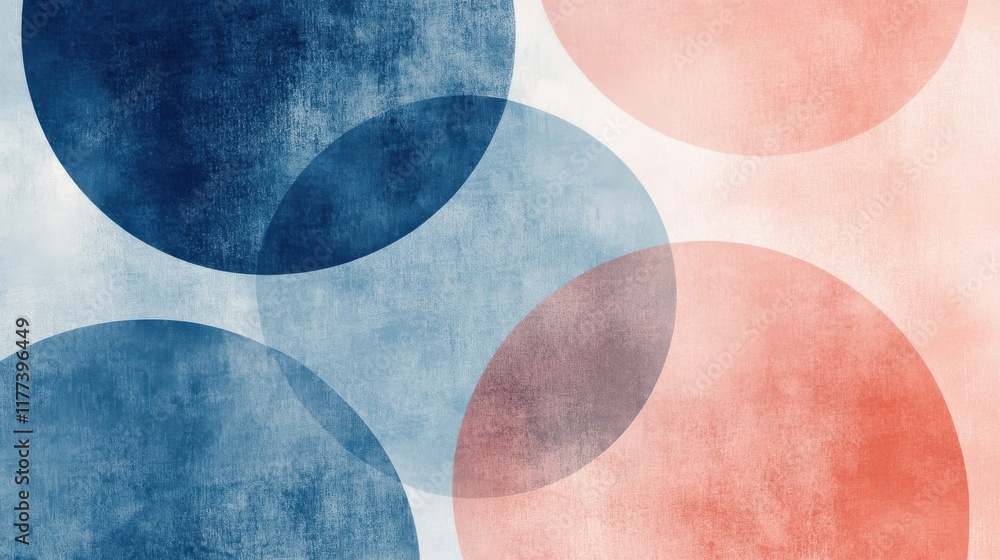 Aufkleber Elegant pencil strokes create a calming gradient with overlapping circles in soft tones of blue and coral