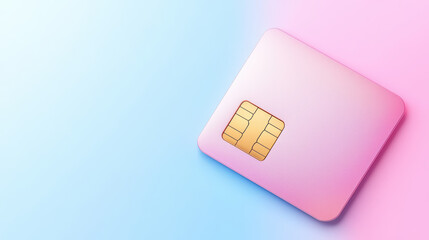 Close up of polished SIM card on pastel gradient background, evoking modern feel