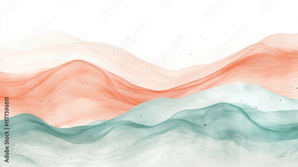 Poster Elegant pastel coral and teal dashed patterns create a soothing visual experience, evoking a sense of calmness and harmony in design
