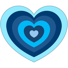 Abstract blue heart design. Concentric circles create a layered effect, symbolizing love and connection.