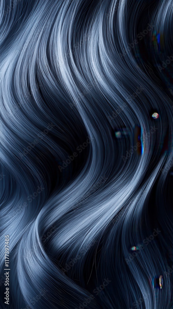 Aufkleber flowing midnight waves create a cool-toned abstract pattern with smooth, glossy textures
