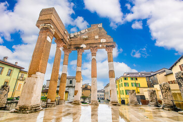 Ancient ruins of the Capitolium Roman Temple (Tempio Capitolino) in Brescia, Italy © mitzo_bs