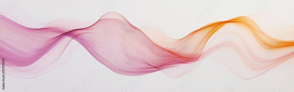Poster fluid abstract pencil strokes create a misty effect with soft pink and orange hues, conveying a sens