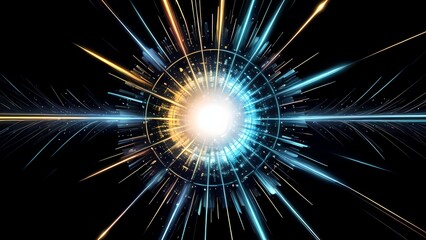 Fototapeta premium Geometric Digital Art - Futuristic Light Explosion