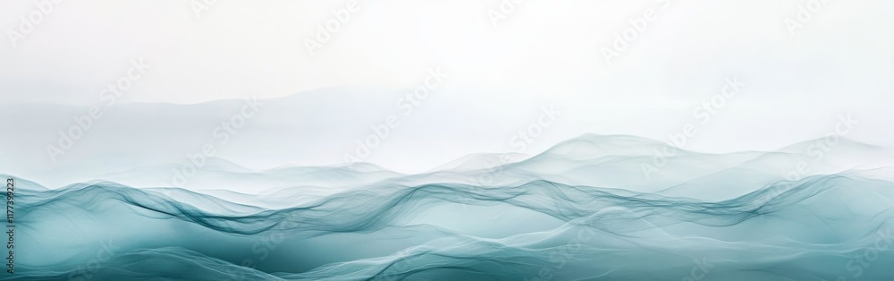 Poster subtle blend of pale gray and teal mist creating an ethereal landscape at dawn