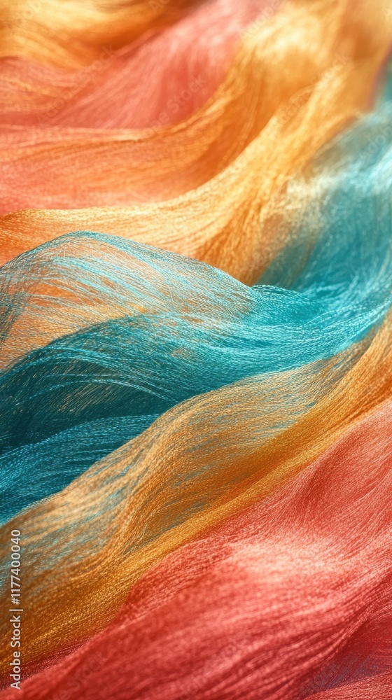 Poster Vibrant gradient blend of teal and gold with soft textures and flowing lines creating a dynamic visual experience
