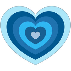Abstract blue heart design. Concentric circles create layered effect, symbolizing love and connection.