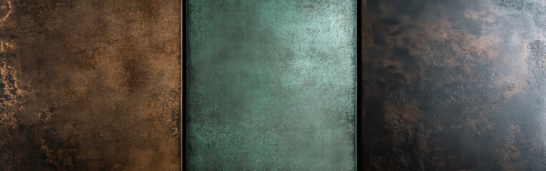Naklejka premium Tarnished metal surfaces displaying muted green hues creating an industrial aesthetic for design inspiration