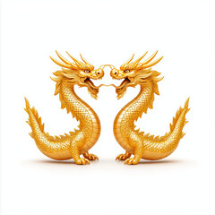 Obraz premium Pair of golden dragon figurines, intricately designed and majestic