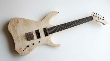 Obraz premium electric guitar with light colored wood on a white background