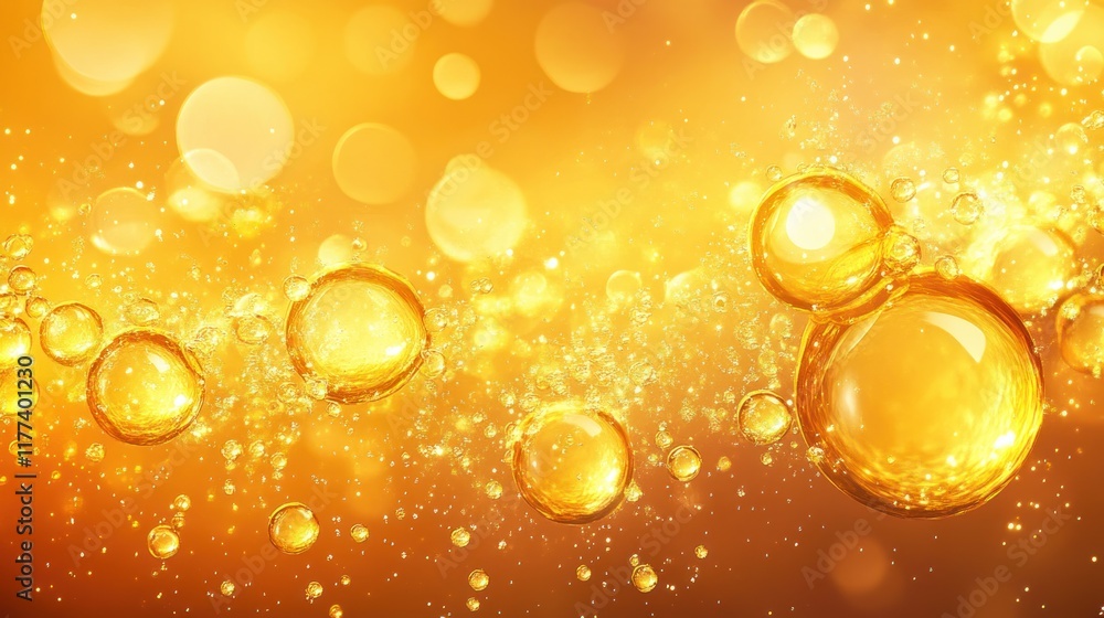 Aufkleber a vibrant abstract image featuring golden bubbles and sparkling light.
